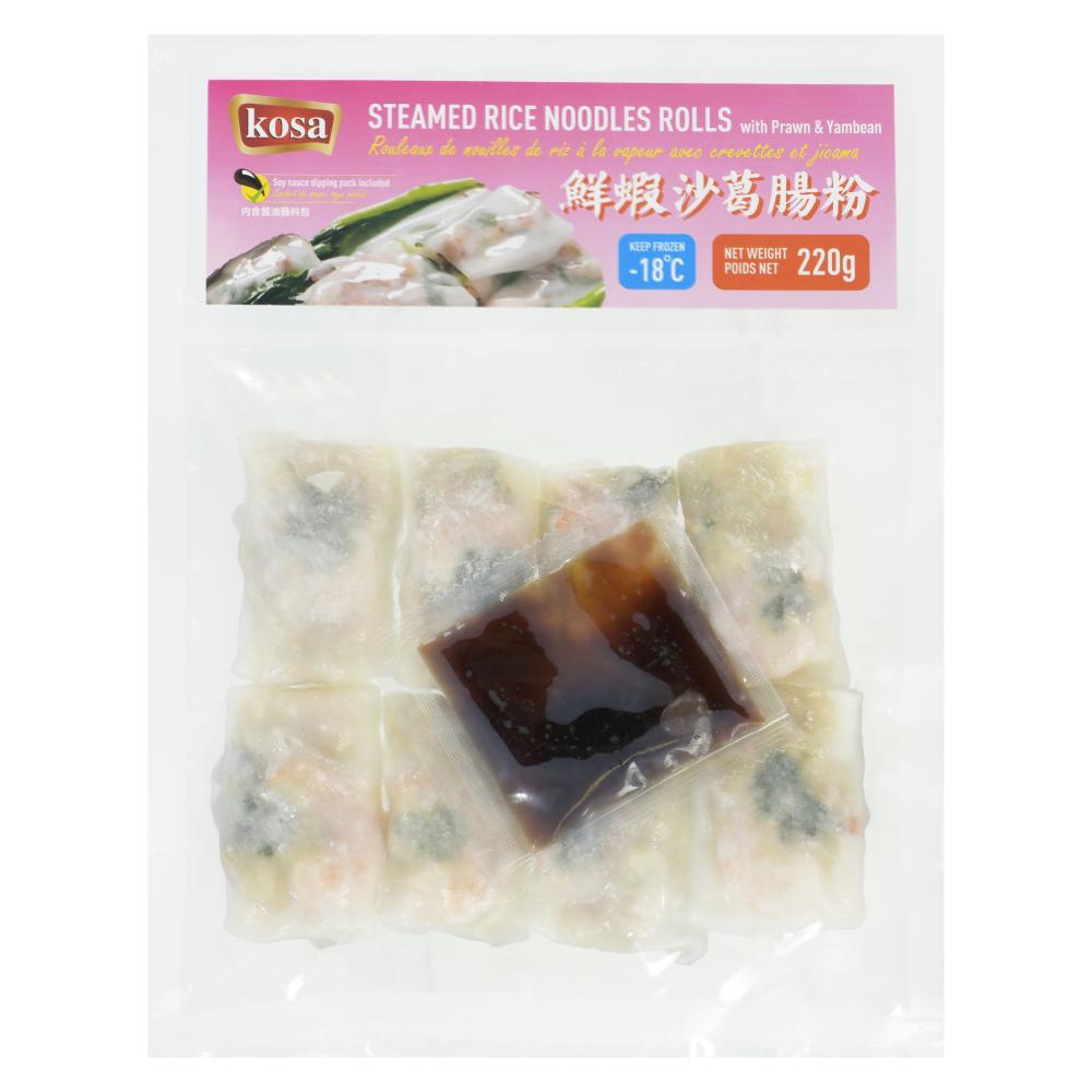 Frozen Steamed Rice Noodles Rolls with Prawn and Yambean